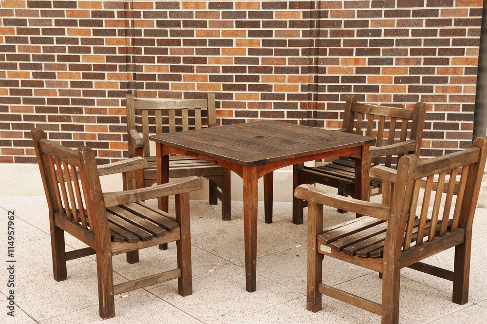 patio furniture, outdoor wooden table and chairs