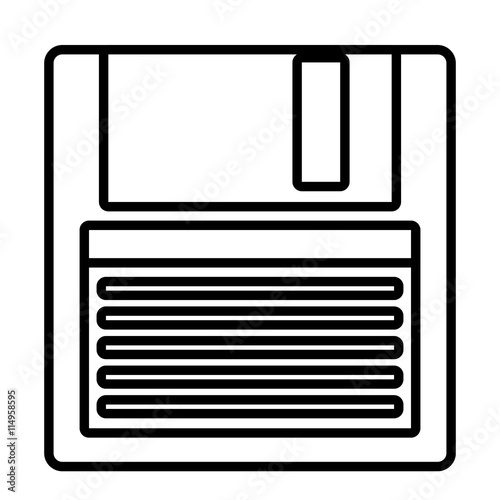 Classic diskette from 90s isolated icon on white background, vector illustration.