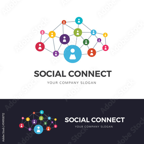 Social logo, People symbol, Connection brand identity.