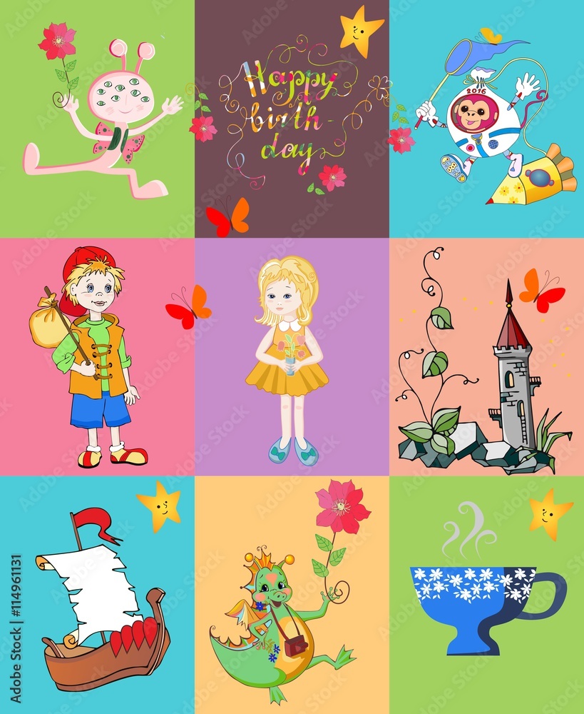 Fototapeta premium Childish seamless patchwork pattern. Cute vector illustration of quilt.