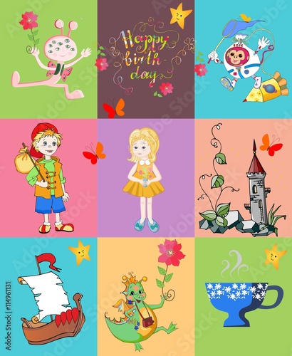 Childish seamless patchwork pattern. Cute vector illustration of quilt.