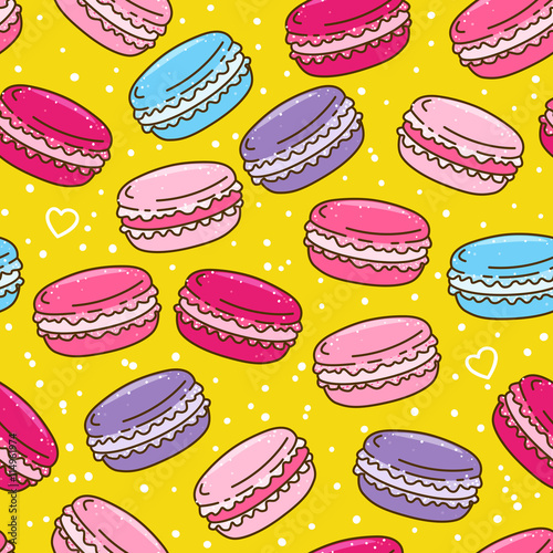 Seamless pattern with color macarons
