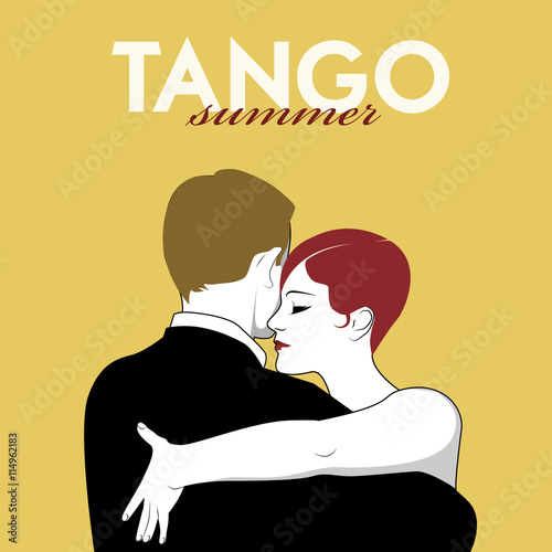 Couple dancing tango. Comic style.