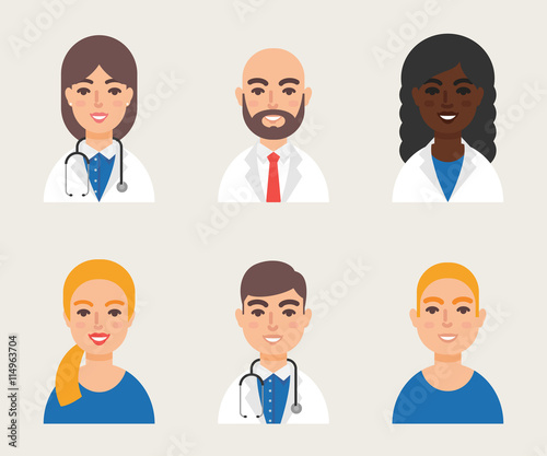 Medical community staff doctors nurses vector illustration