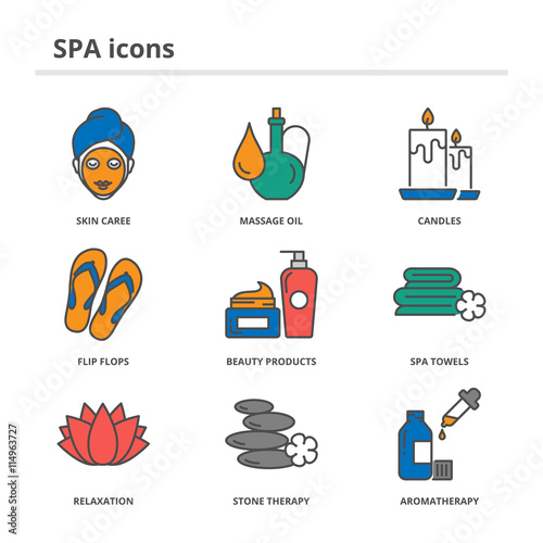Spa and beauty icons set