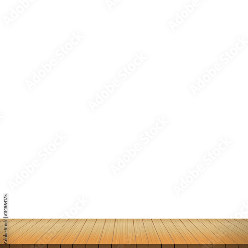 Brown wood floor on white background empty room with space vecto