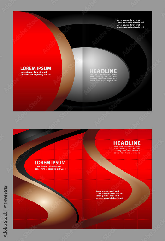 Fototapeta premium Vector Abstract template brochure design with red and black 