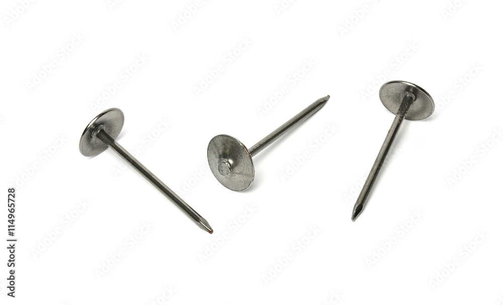 Roofing nails on a white background Roofing nails on a white background