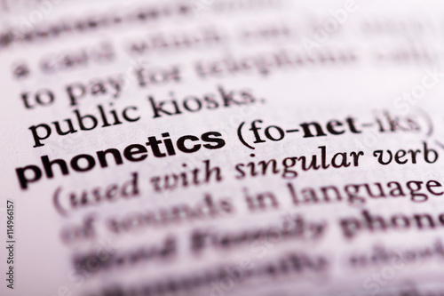 Close up of the dictionary definition of phonetics photo