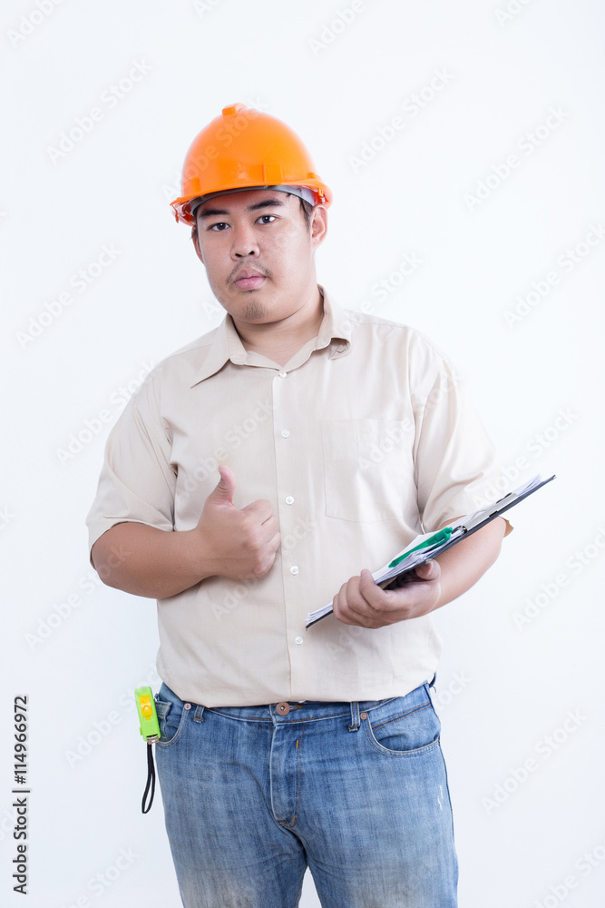 Young foreman wear hard hat