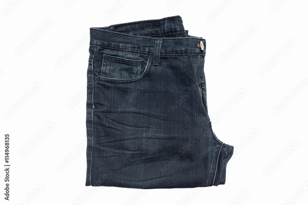 Dark blue jean isolated on white background. Dark blue jean isolated on white background.