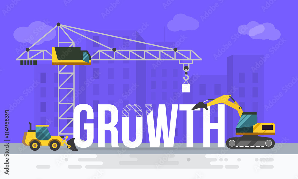 Modern vector illustration word concept for growth.Business concept web banner.