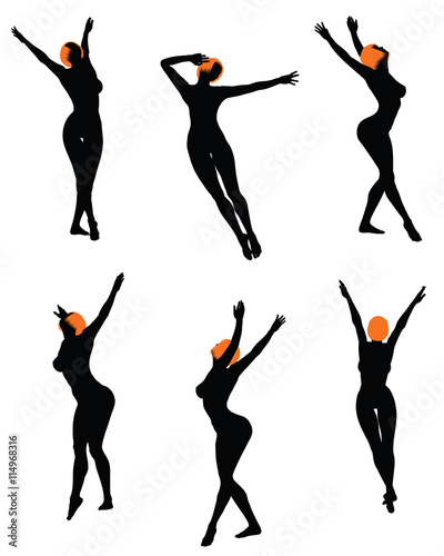 Naked sexy girls silhouette set