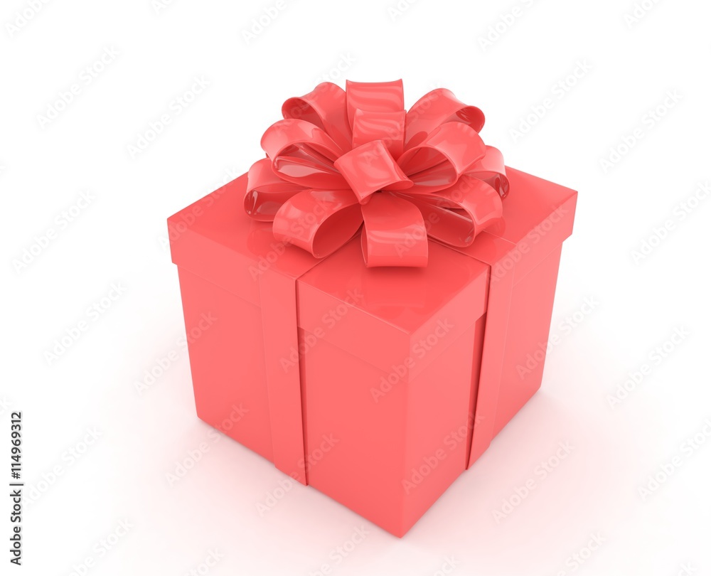 Obraz premium gift box with bows isolated on white. 3d rendering.