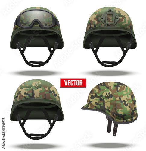 Set of Military tactical helmets camouflage color