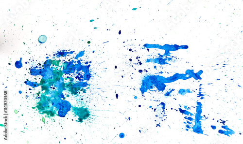 Paint watercolour splatter blue. Watercolors spot blotch isolated