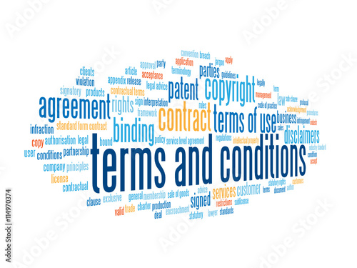 TERMS AND CONDITIONS Vector Tag Cloud