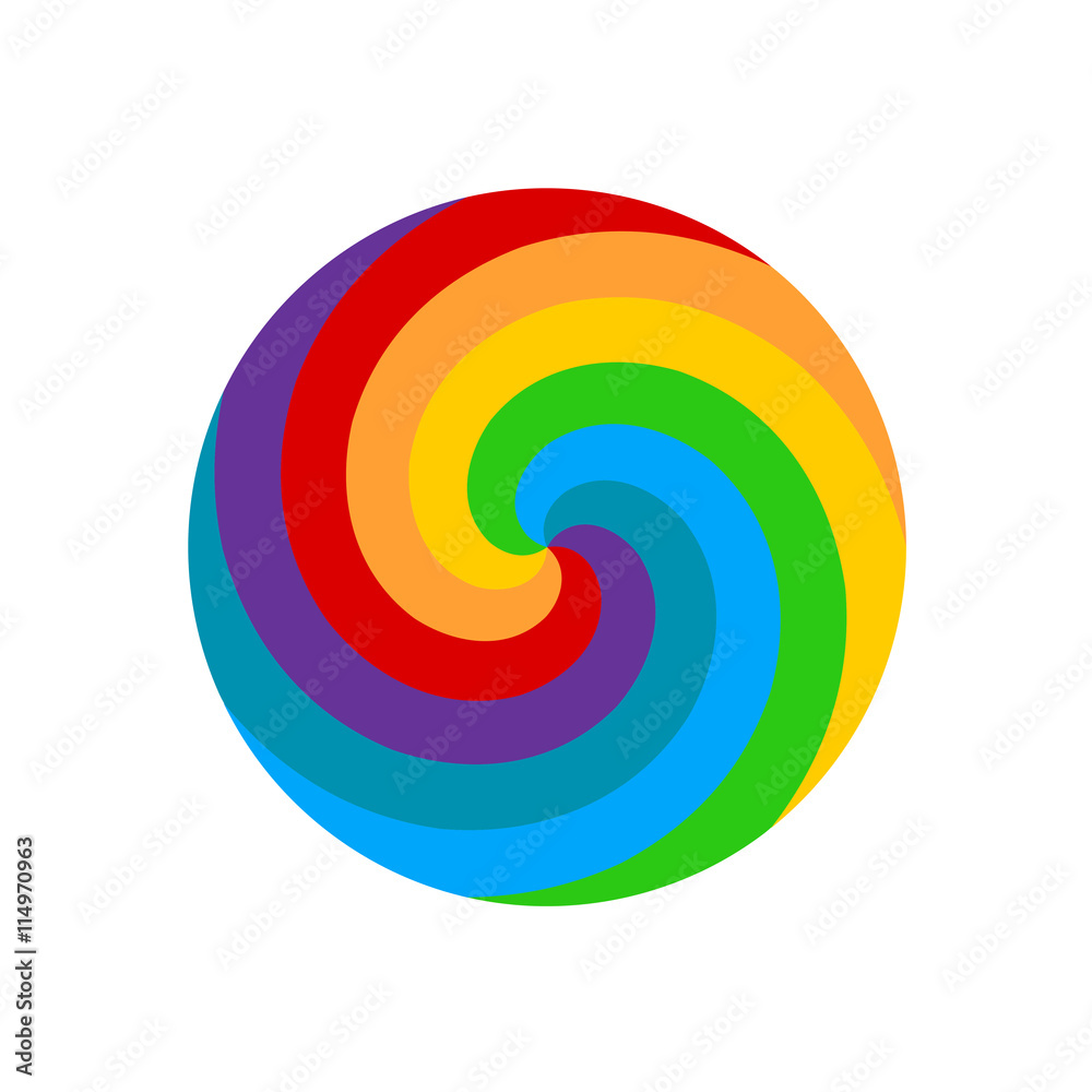 Fototapeta premium Rainbow round spiral circle background. Lollipop rainbow.