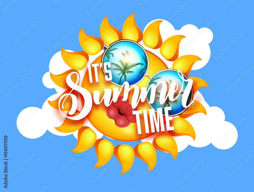 Summer sun with sunglasses and kissing full lips. Summer sun with sunglasses and kissing full lips.