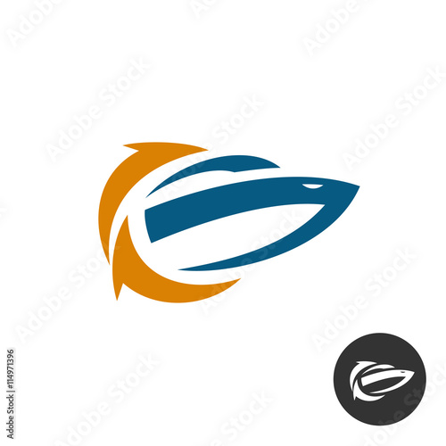 Yacht boat refresh cleaning service logo concept. Ship silhouette with refresh arrows.