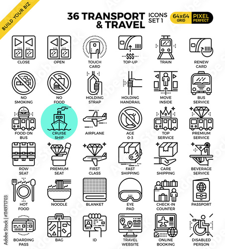 Transport & Travel outline icons