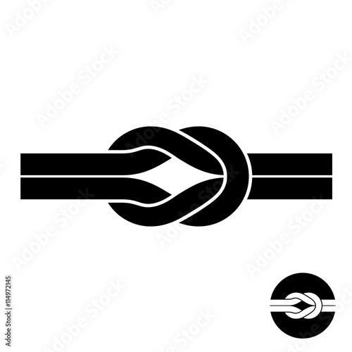 Knot black symbol. Two wire with loops logo. photo