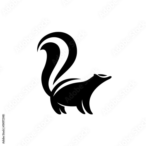 Skunk logo. Black flat color simple elegant skunk animal illustration