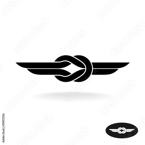 Knot with wings black silhouette title logo