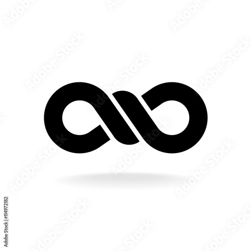 Infinity knot logo. Black chain link symbol with knot in a center.