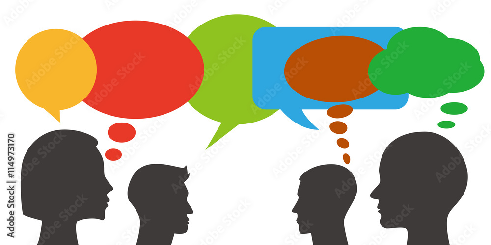 people head silhouettes with dialog bubbles. Communication concept. people head silhouettes with dialog bubbles. Communication concept.