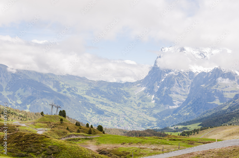 Grindelwald, Alpen, Berner Oberland, Kleine Scheidegg, Wetterhorn, Grosse Scheidegg, Bergdorf, Wanderweg, Sommer, Schweiz