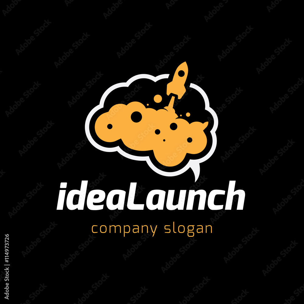 Idea launch logo,Rocket logo template,Brand identity for learning and education concept.