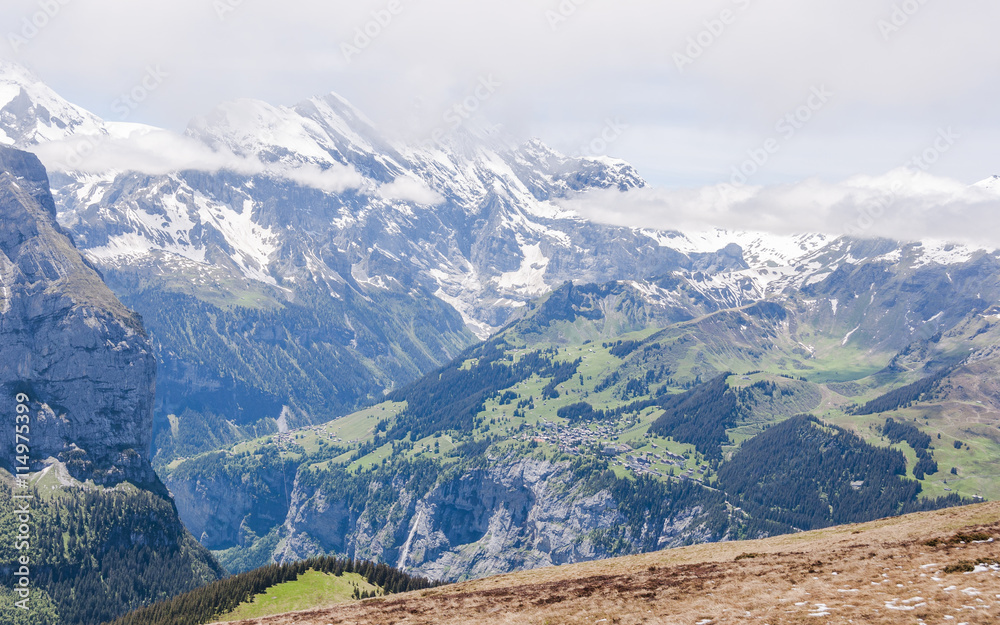 Wengen, Dorf, Berner Oberland, Alpen, Kleine Scheidegg, Lauberhorn, Mürren, Schweizer Berge, Wanderweg, Wanderferien, Sommer, Schweiz