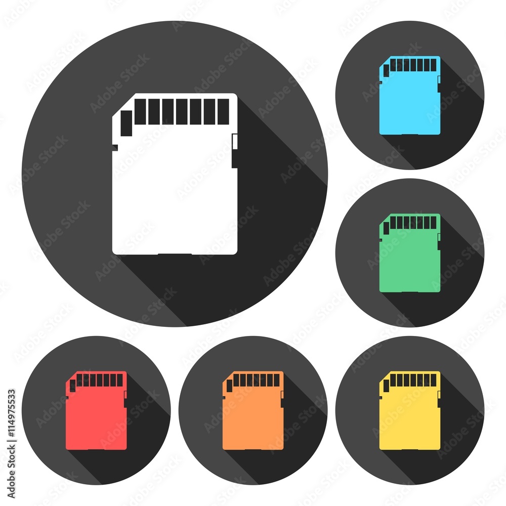 SD memory card flat icons set SD memory card flat icons set