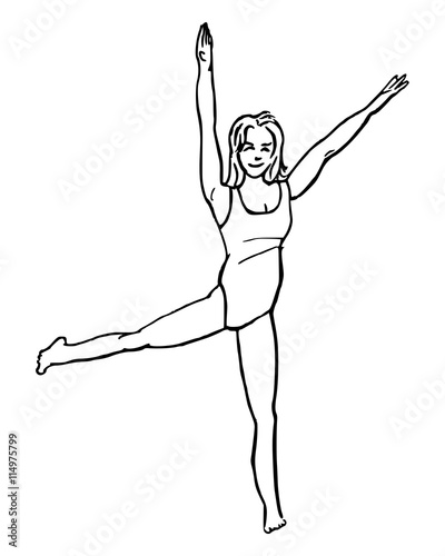 Jonge vrouw doet gymnastiek oefening photo