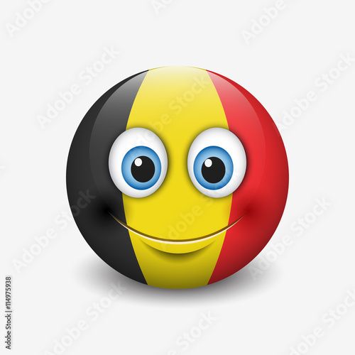 Cute emoticon isolated on white background with Belgium flag motive - smiley