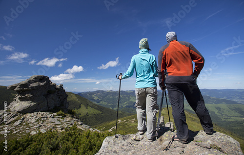 Summer hiking in the mountains.