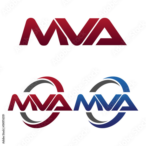 Modern 3 Letters Initial logo Vector Swoosh Red Blue mva photo