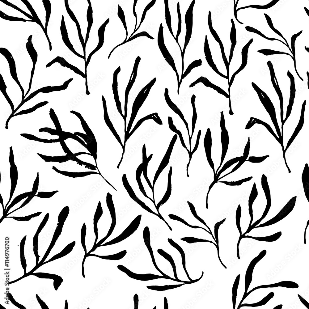 Estragon therapeutic green leaf branch. Isolated vector seamless pattern Estragon therapeutic green leaf branch. Isolated vector seamless pattern
