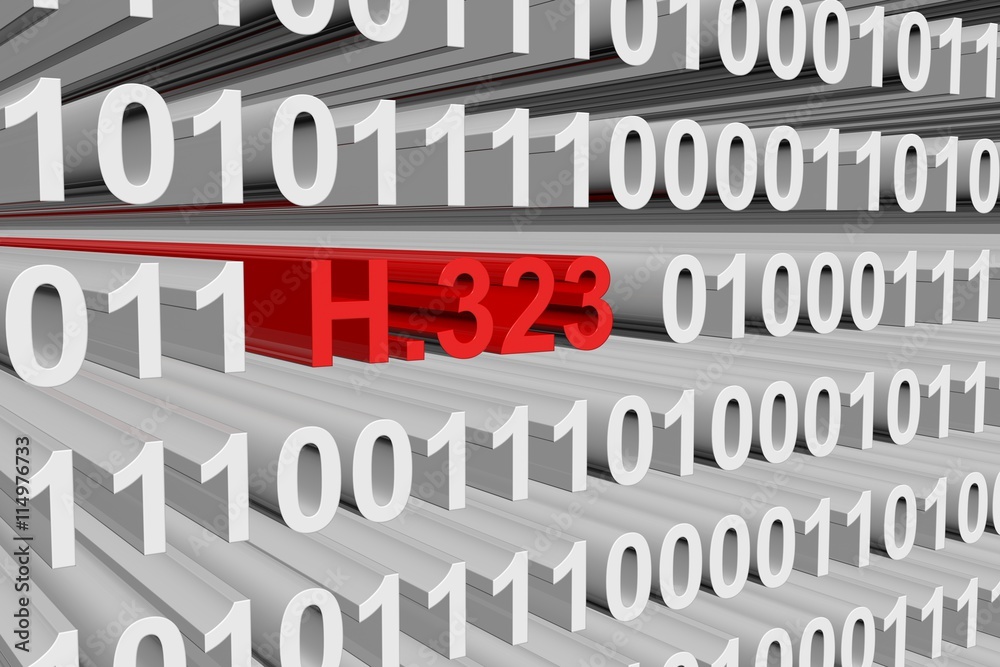 H. 323 in the form of binary code, 3D illustration