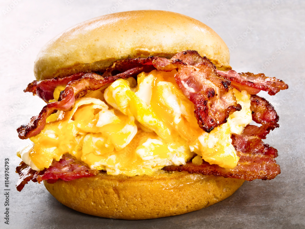 rustic american bacon egg and cheese sandwich