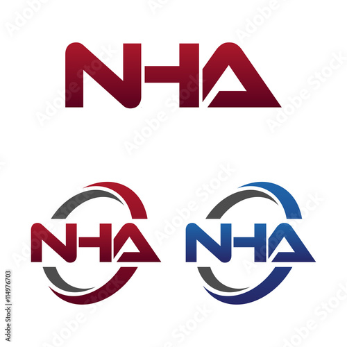 Modern 3 Letters Initial logo Vector Swoosh Red Blue nha