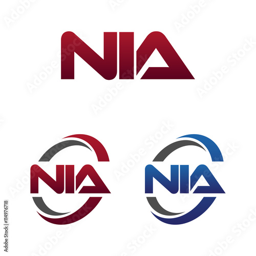 Modern 3 Letters Initial logo Vector Swoosh Red Blue nia photo