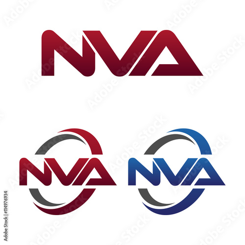 Modern 3 Letters Initial logo Vector Swoosh Red Blue nva