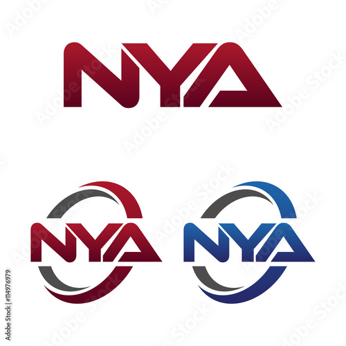 Modern 3 Letters Initial logo Vector Swoosh Red Blue nya