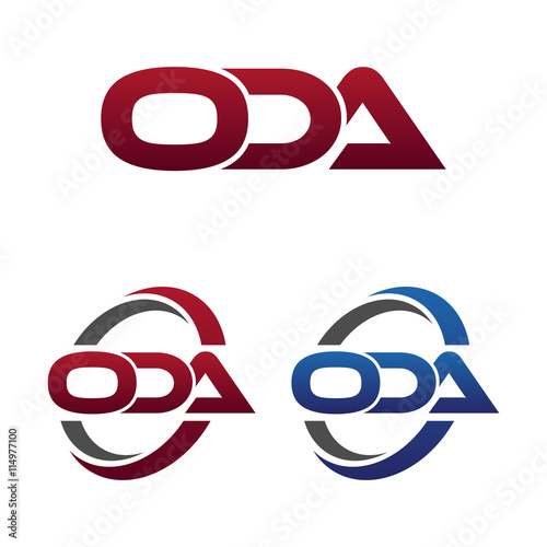Modern 3 Letters Initial logo Vector Swoosh Red Blue oda