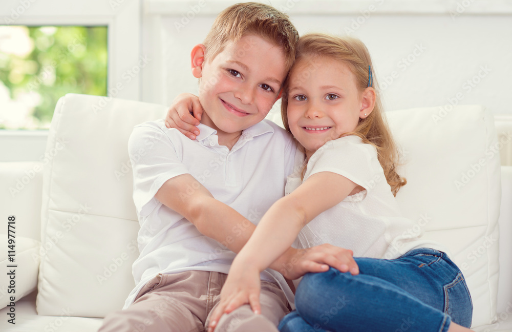 Little children together at home Little children together at home