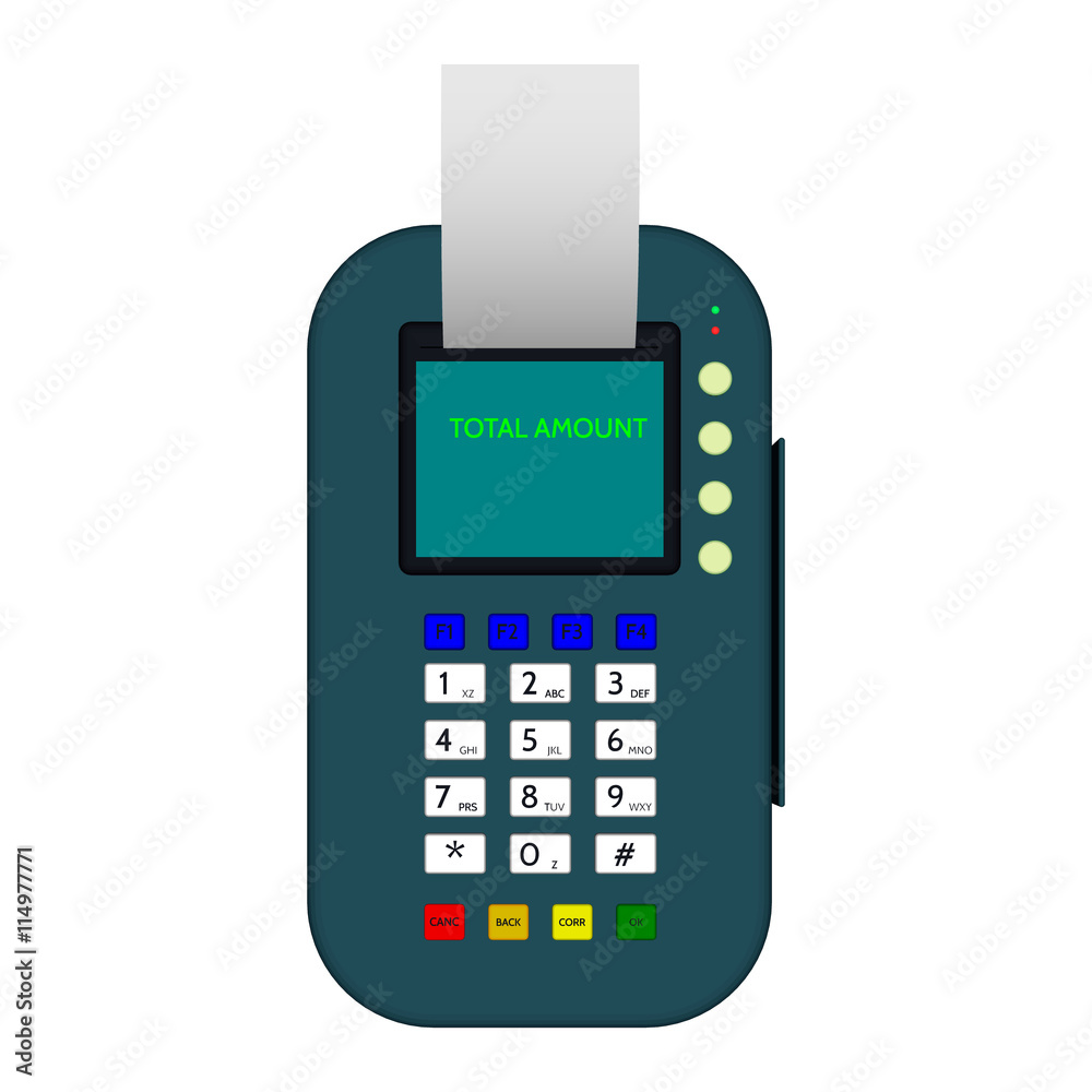 3d Payment machine. Isolated on white background.Top view. 3d Payment machine. Isolated on white background.Top view.