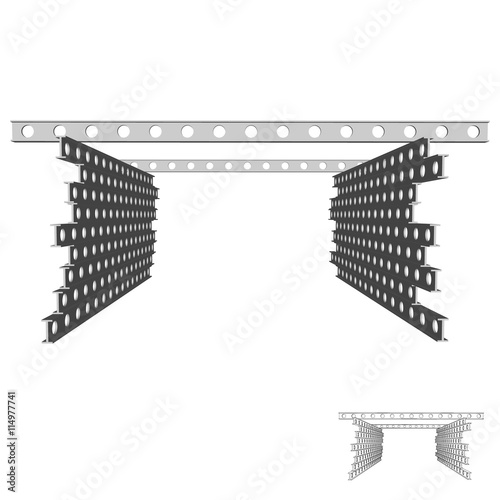 3d metal construction beam. Vector illustration.