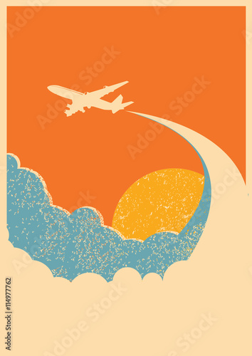 Airplane flying in sky.Vector background